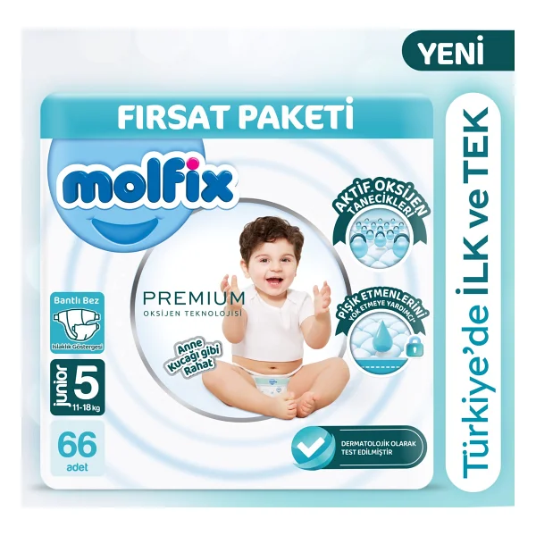 Molfix Premium 5 Numara Junior 66'lı Bebek Bezi - Görsel 6