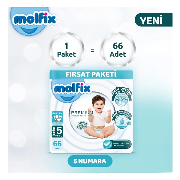 Molfix Premium 5 Numara Junior 66'lı Bebek Bezi - Görsel 7