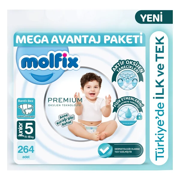 Molfix Premium 5 Numara Junior 66'lı 4 Adet Bebek Bezi - Görsel 6