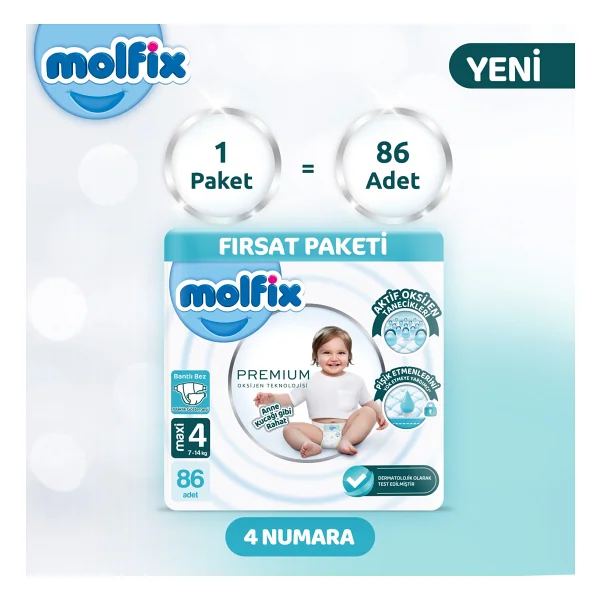 Molfix Premium 4 Numara Maxi 86'lı Bebek Bezi - Görsel 7