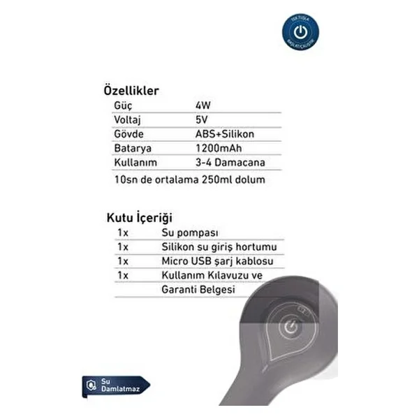 İthink Şarjlı Damacana Su Pompası Silikon Malzeme İle Kolay Kullanım 1 Adet - Görsel 7