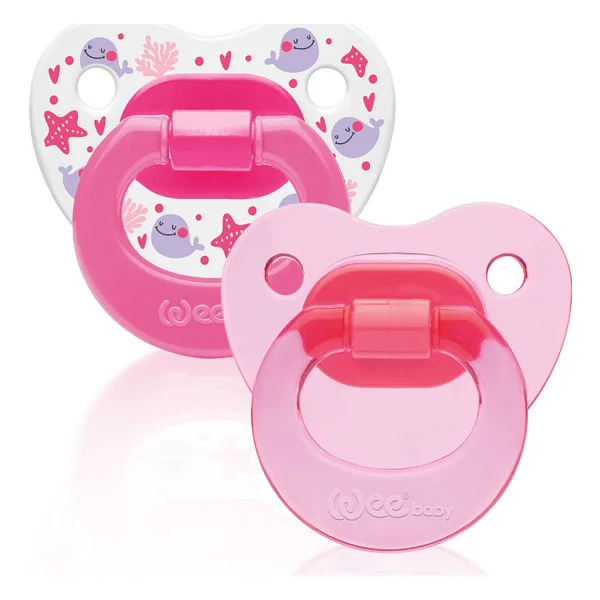 Wee Baby Ortodontik Damaklı Yumuşak Silikon Uçlu Emzik 2'Li Set 0-6 Ay Kız - 0 - 6 Ay - Pembe - Görsel 5
