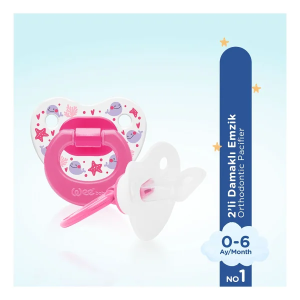 Wee Baby Ortodontik Damaklı Yumuşak Silikon Uçlu Emzik 2'Li Set 0-6 Ay Kız - 0 - 6 Ay - Pembe - Görsel 7
