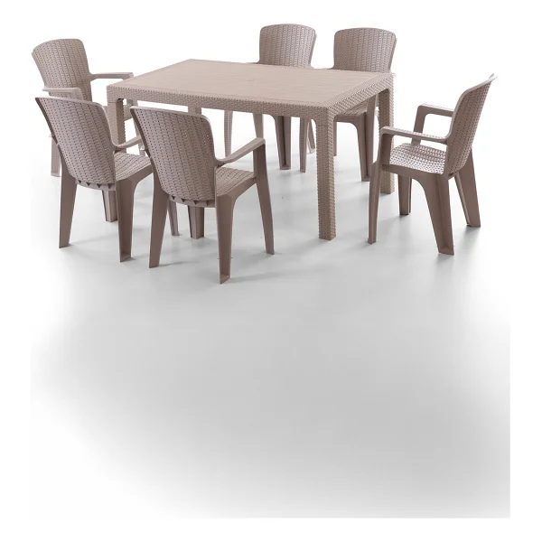 Evdemo Side 6 Kişilik Rattan Cappuccino Bahçe & Balkon Takımı - Görsel 8