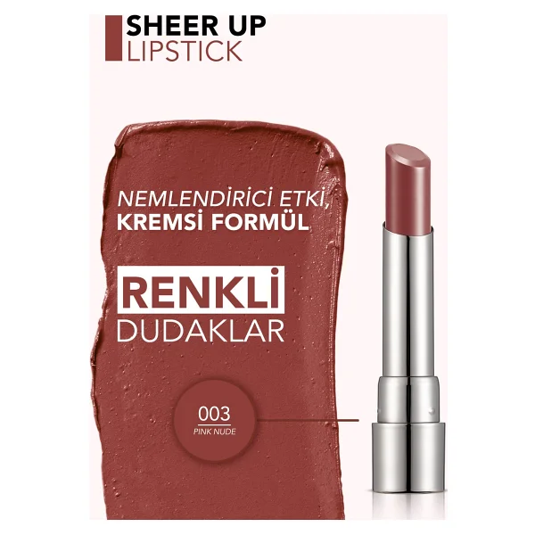 Flormar Sheer Up Parlak Bitişli Nemlendirici 003 Pinky Nude Stick Ruj - Görsel 5