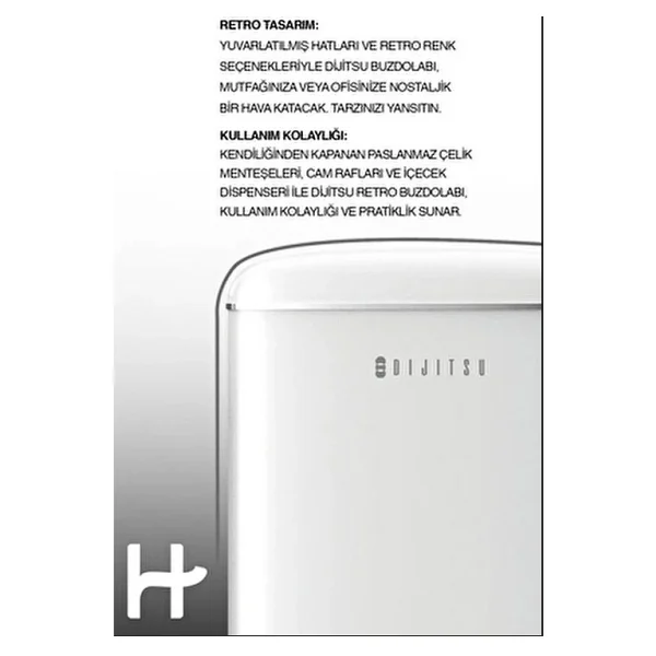 Dijitsu Db120rwh Retro Beyaz Mini Buzdolabı - Görsel 3