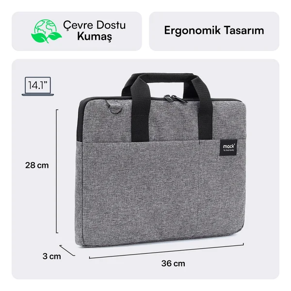 Mack City Fit Eco Mcc-702 Gri 14.1" Laptop Çantası - Görsel 5