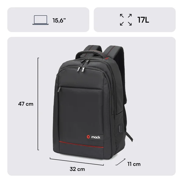 Mack Office Mcc-006 15.6" Siyah Laptop Sırt Çantası - Görsel 6