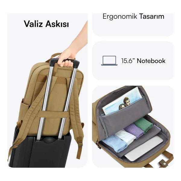Mack Nova Eco Mce-1523 Bej 15.6" Laptop Sırt Çantası - Görsel 3