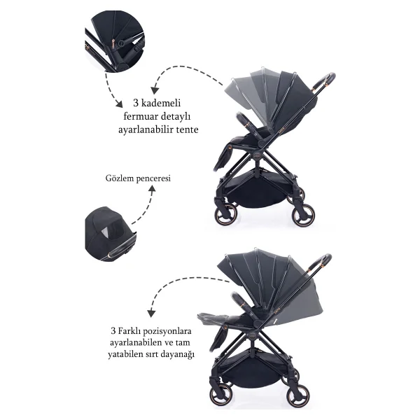 Prego 2099 Mios Premium Siyah Travel Sistem Bebek Arabası - Görsel 6