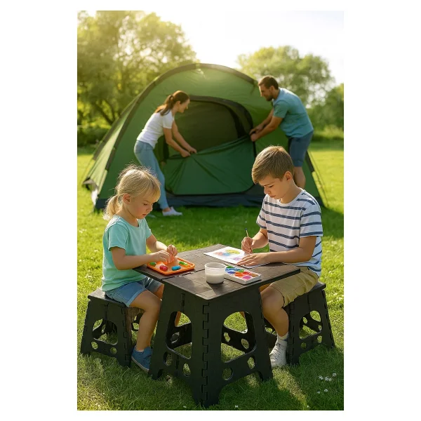 Katlanır Taşınabilirtabure Kamp Piknik Mutfak Taburesi Orta Boy 23x27x36 - Bordo - Görsel 2