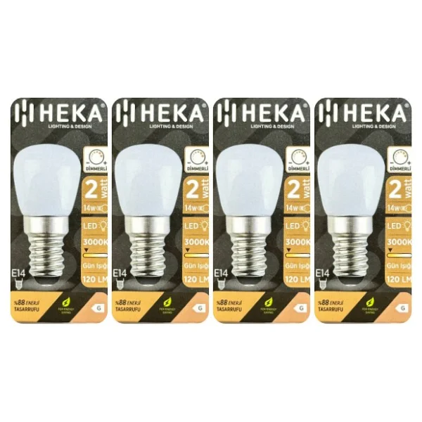 (4 Adet) Heka 2W (14W) 3000K (Sarı Işık) E14 Duylu (İnce Duy) Dim Edilebilir Soft Led Mini Ampul - Görsel 6