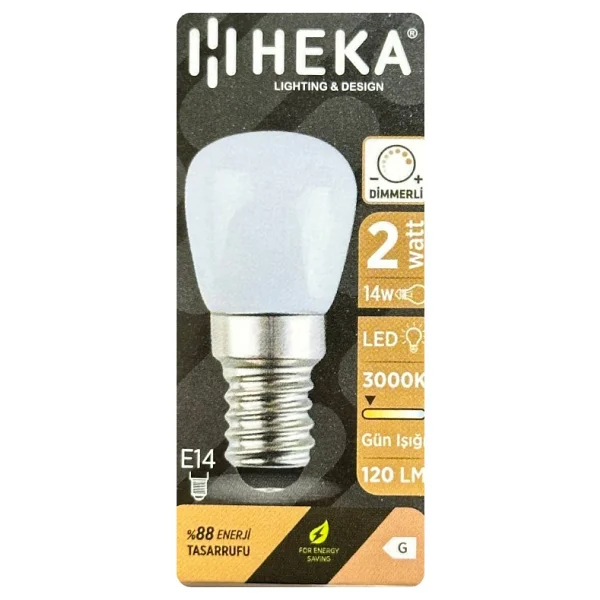 (4 Adet) Heka 2W (14W) 3000K (Sarı Işık) E14 Duylu (İnce Duy) Dim Edilebilir Soft Led Mini Ampul - Görsel 2