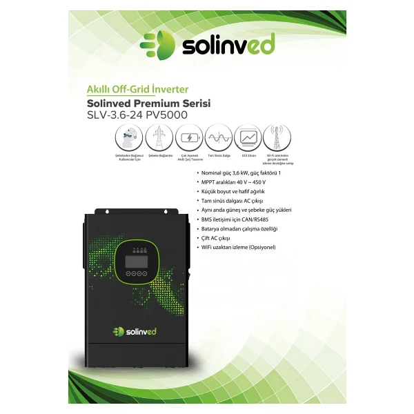 Solinved Gordion 3.6 Kw Mppt 24 V Off-Grid Monofaze Akıllı Inverter - Görsel 2