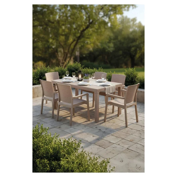 Evdemo King 6 Kişilik Rattan Cappuccino Bahçe & Balkon Takımı - Görsel 9