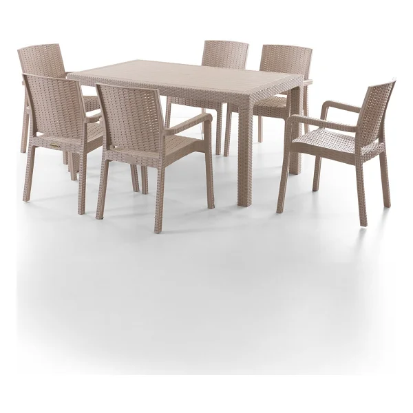 Evdemo King 6 Kişilik Rattan Cappuccino Bahçe & Balkon Takımı - Görsel 2