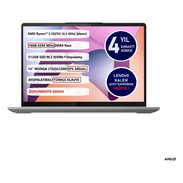 Lenovo Ideapad Flex 5 14abr8 82xx00jttx Ryzen 5 5625u 16 GB 512 GB SSD Radeon Graphics 14" Wuxga İkisi Bir Arada Notebook - Görsel 8