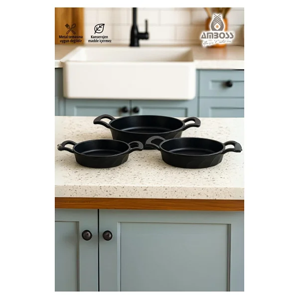 Amboss Vento 18-20-22 Cm 3'lü Döküm Sahan Seti - Görsel 6