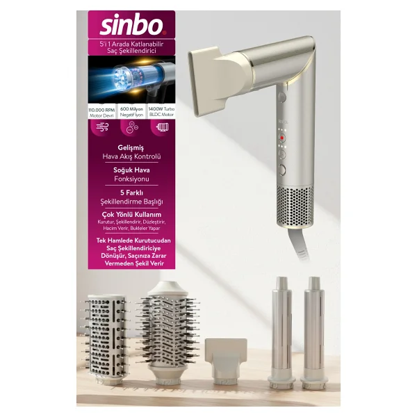 Sinbo Shd-1721 5in1 Saç Şekillendirme Seti - Görsel 9