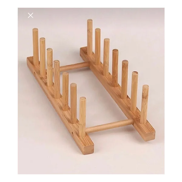 Bambu Ahşap Tabaklık Tabak Standı 6 Lı - Ahşap - Bej - Görsel 5