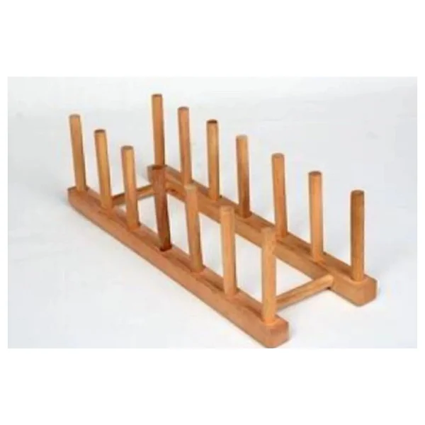 Bambu Ahşap Tabaklık Tabak Standı 6 Lı - Ahşap - Bej - Görsel 3