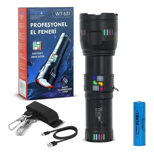 Watton Wt-631 30000 Lümen LED Şarjlı El Feneri - Görsel 6