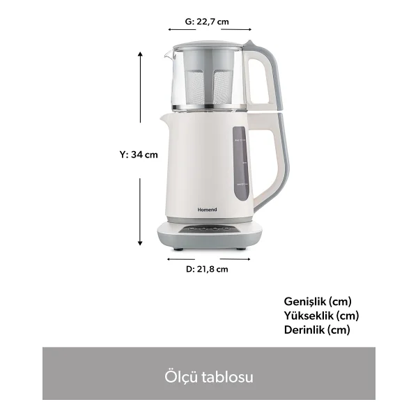 Homend Royaltea 1757H 1700 W Cam Demlikli Çay Makinesi - Görsel 2