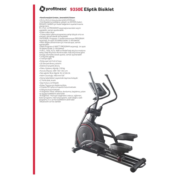 Profitness 9350e Manyetik Eliptik Bisiklet - Görsel 2