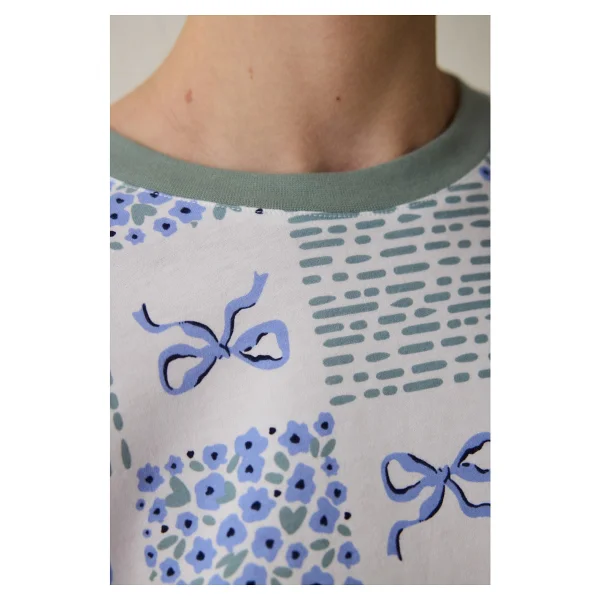 Penti Kırık Beyaz Cute Bows Bisiklet Yaka Pamuklu Uzun Kollu Pijama Takımı - Görsel 3