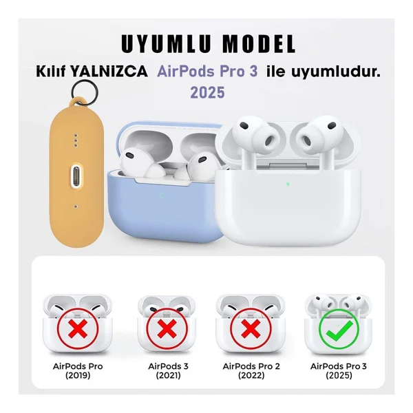 Microsonic AirPods Pro 3 Liquid Silicone Lansman Siyah - Görsel 3