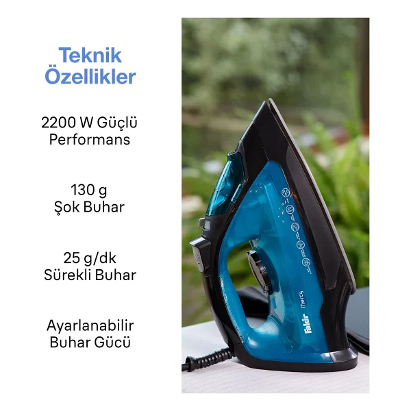 Fakir Mercy Mavi 2200 W Buharlı Ütü - Görsel 5