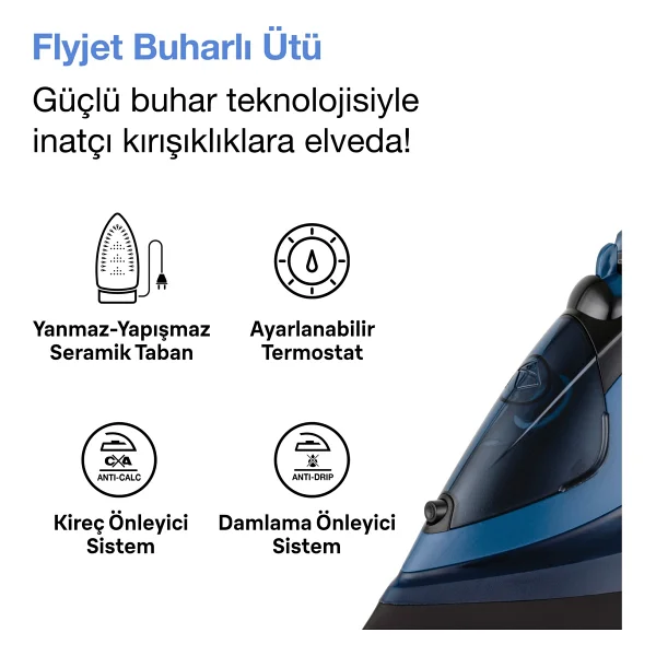 Fakir Flyjet Mavi 2600 W Buharlı Ütü - Görsel 3