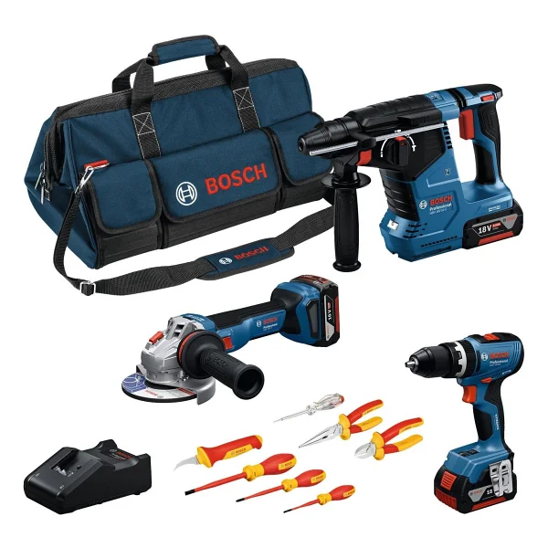 Bosch Gsb 18v-65 + Gws 18v-11 + Gbh 18v-24c 3 Akülü 5 Ah Elektrikli El Aletleri Seti - Görsel 6