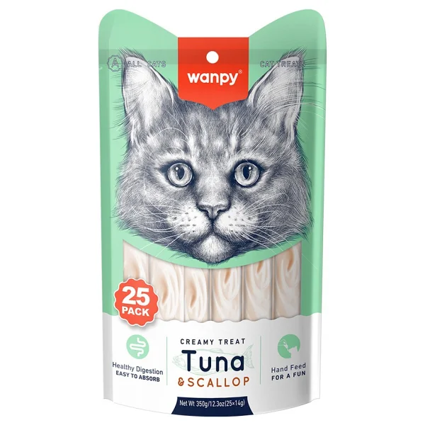 Wanpy Ton Balıklı Ve Deniz Taraklı 25x14 Gr Krema Kedi Ödül Maması - Görsel 3
