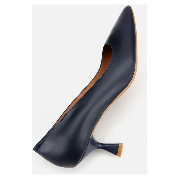 Hotiç Kadın Deri Lacivert Esnek Tabanlı İnce Topuklu Stiletto, Lacivert, 36 - Görsel 6