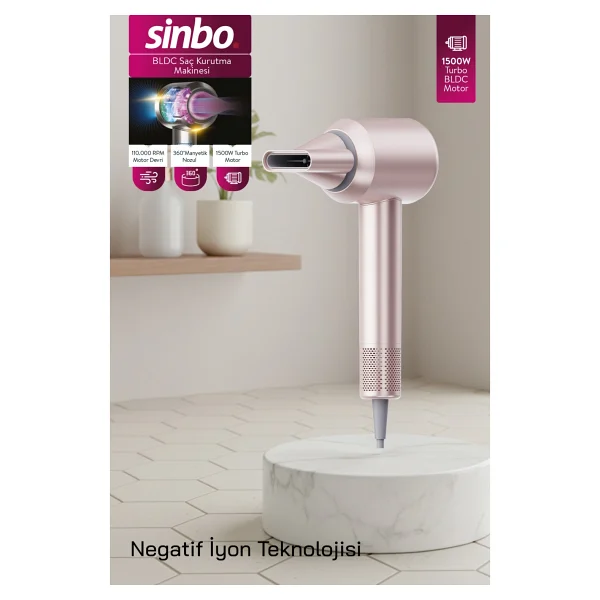 Sinbo Shd-1740 1500 W Pembe Saç Kurutma Makinesi - Görsel 2