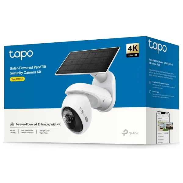 Tp-Link Tapo C660 Kıt 8 Mp 360 Derece 4K Güneş Enerjili Gece Görüşlü Ip Wi-Fi Güvenlik Kamerası - Görsel 3