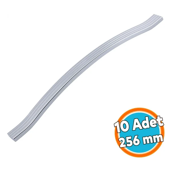 Mobilya Kulpu 256 Mm Vida Aralığı Paslanmaz Sağlam Kulpları Kulbu Krom Gümüş Çizgili Metal 10 Adet - Görsel 6