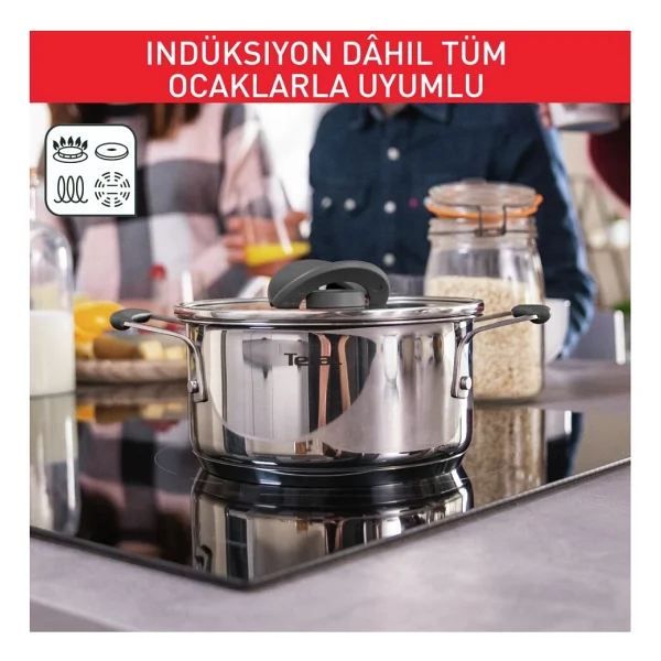 Tefal Optispace 8 Parça Çelik Tencere Seti - Görsel 4