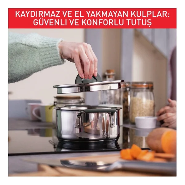 Tefal Optispace 8 Parça Çelik Tencere Seti - Görsel 7