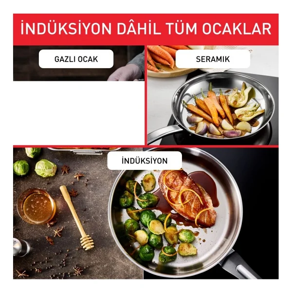 Tefal Duetto 8 Parça Çelik Tencere Seti - Görsel 5