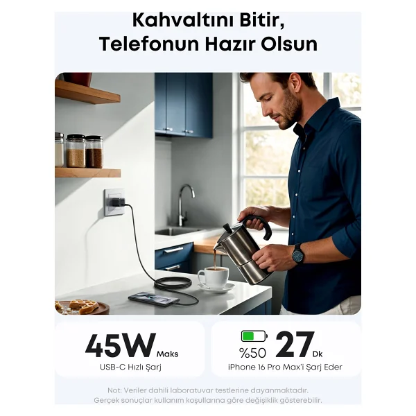 Anker Nano B2692 45 W Type-C Kablolu Hızlı Şarj Aleti - Görsel 4