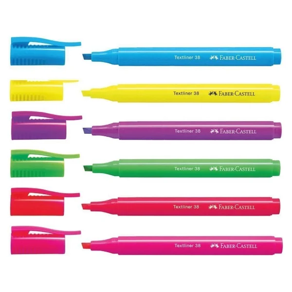 Faber-Castell 38 Textliner Neon 6'lı Fosforlu Kalem Seti - Görsel 2