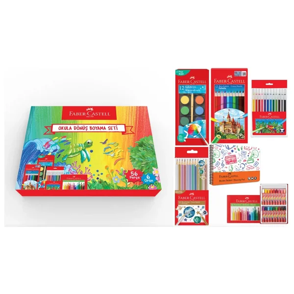 Faber-Castell Okula Dönüş Boyama Seti 56 Parça Renkli Kalemler Ve Boyalarla Eğlenceli Aktiviteler - Görsel 10