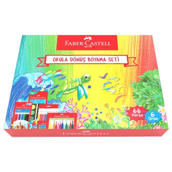 Faber-Castell Okula Dönüş Boyama Seti 56 Parça Renkli Kalemler Ve Boyalarla Eğlenceli Aktiviteler - Görsel 3
