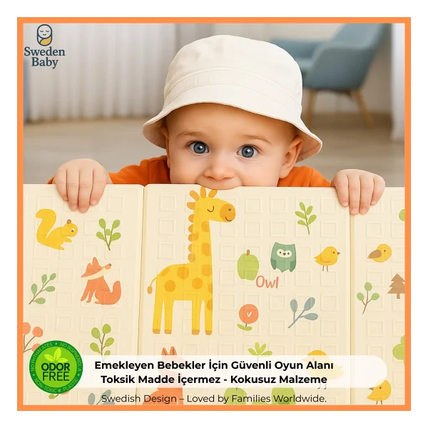 Sweden Baby Sweet Forest Çift Taraflı Katlanabilir Oyun Halısı Ve Matı Premium Seri - Taşıma Çantalı - Görsel 8