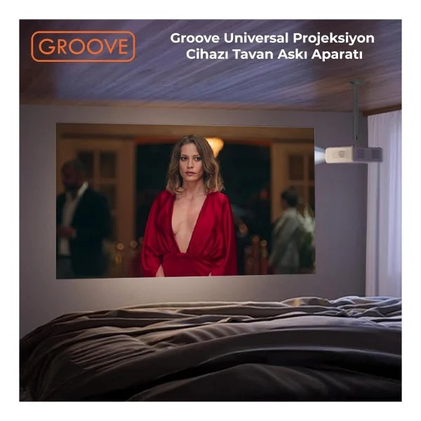 Vankyo Groove 30-60cm Alüminyum Projeksiyon Cihazı Tavan Askı Aparatı Duvar Bağlantı Aparatı Universal Projector Siyah (360° Dönebilen Tripod Yuvalı) - Görsel 3