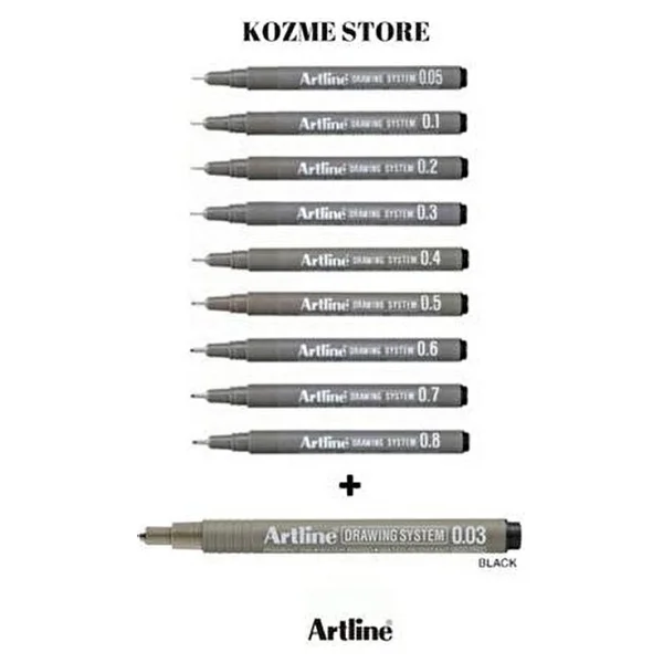 Artline Drawing System Teknik Çizim Kalemi 10'lu Set Suya Dayanıklı Pigment Mürekkepli - Görsel 2