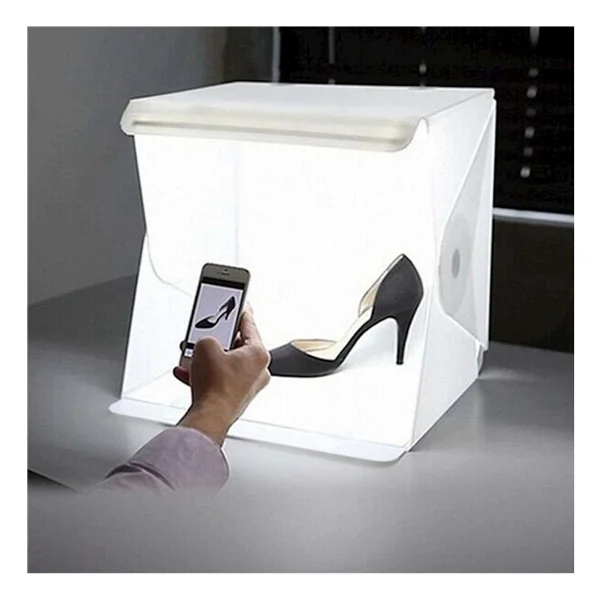 20 X 20 Cm Profesyonel Stüdyo LED Işıklı Çift Sıra Ürün Fotoğraf Çekim Çadırı - Görsel 2