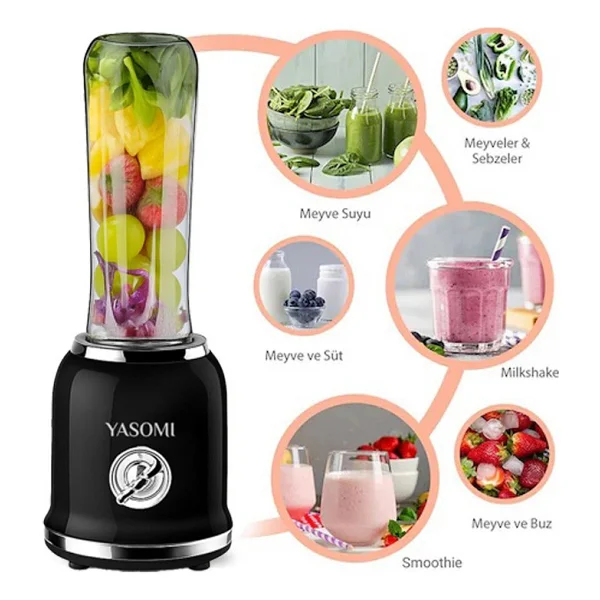 Yasomi Bl019 Retro 300 W Siyah Smoothie Blender - Görsel 5
